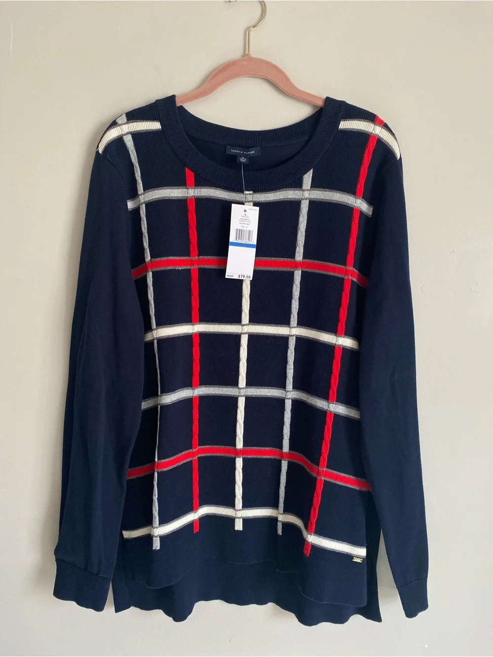 Tommy Hilfiger Sweater XL Grid Plaid Classic Casual Preppy Cable Knit Stipes NWT